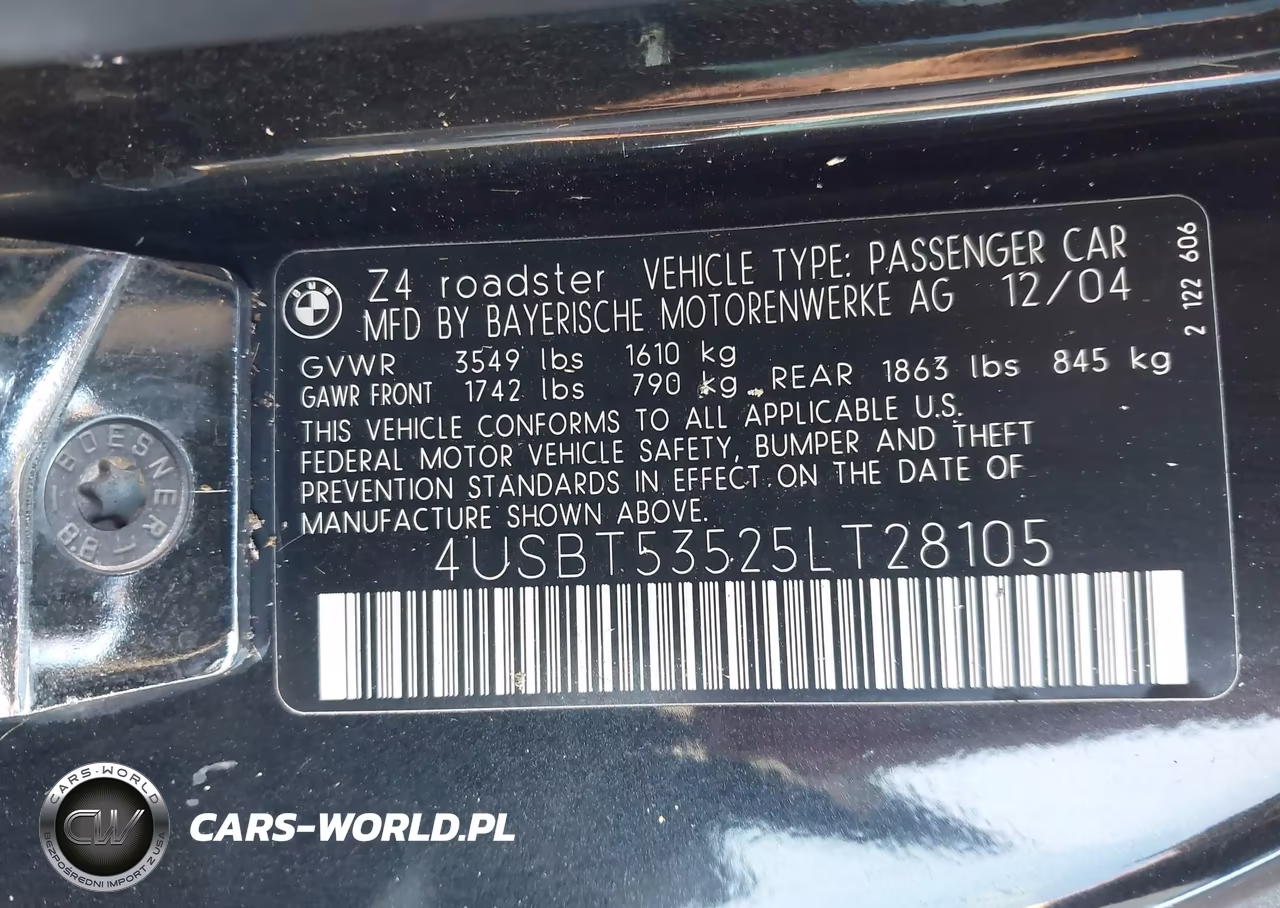 2005 BMW Z4 3.0I VIN:4USBT53525LT28105 - 9