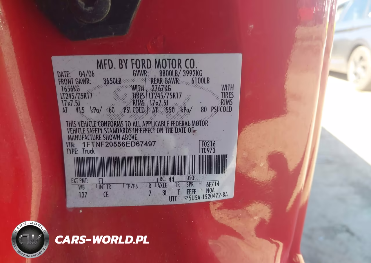 2006 Ford F-250 Xl-Xlt VIN:1FTNF20556ED67497 - 9