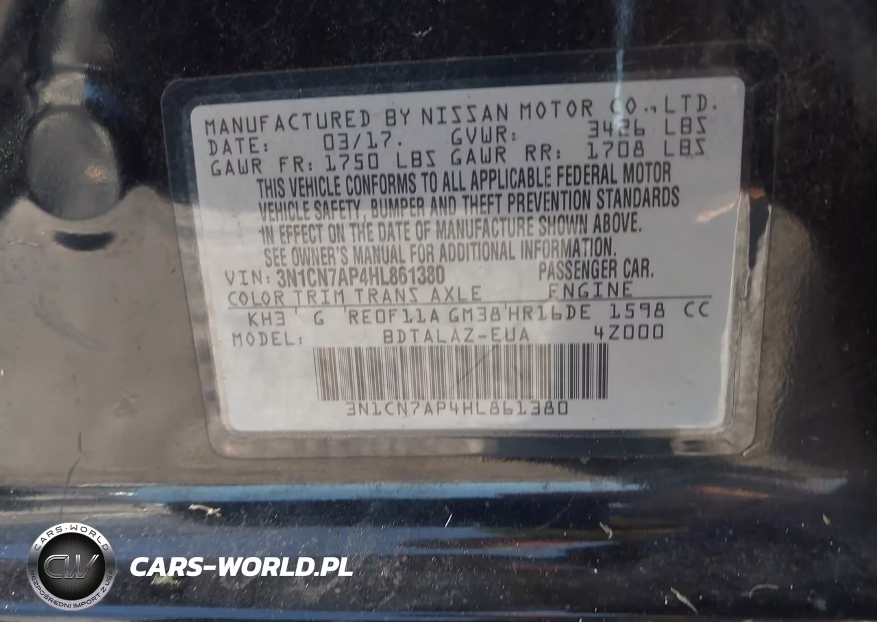 2017 Nissan Versa 1.6 S+ VIN:3N1CN7AP4HL861380 - 9