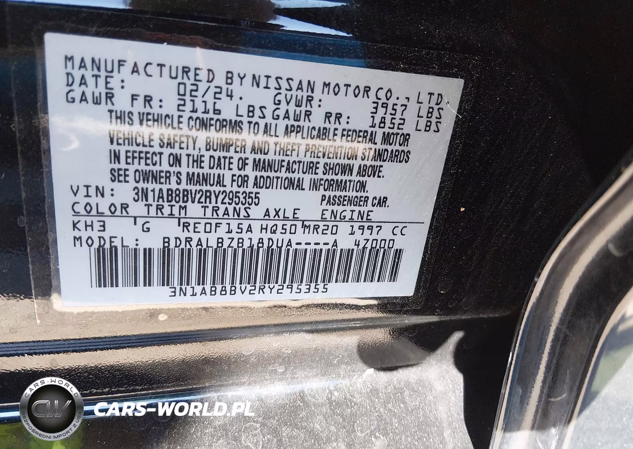 2024 Nissan Sentra S Xtronic Cvt VIN:3N1AB8BV2RY295355 - 9