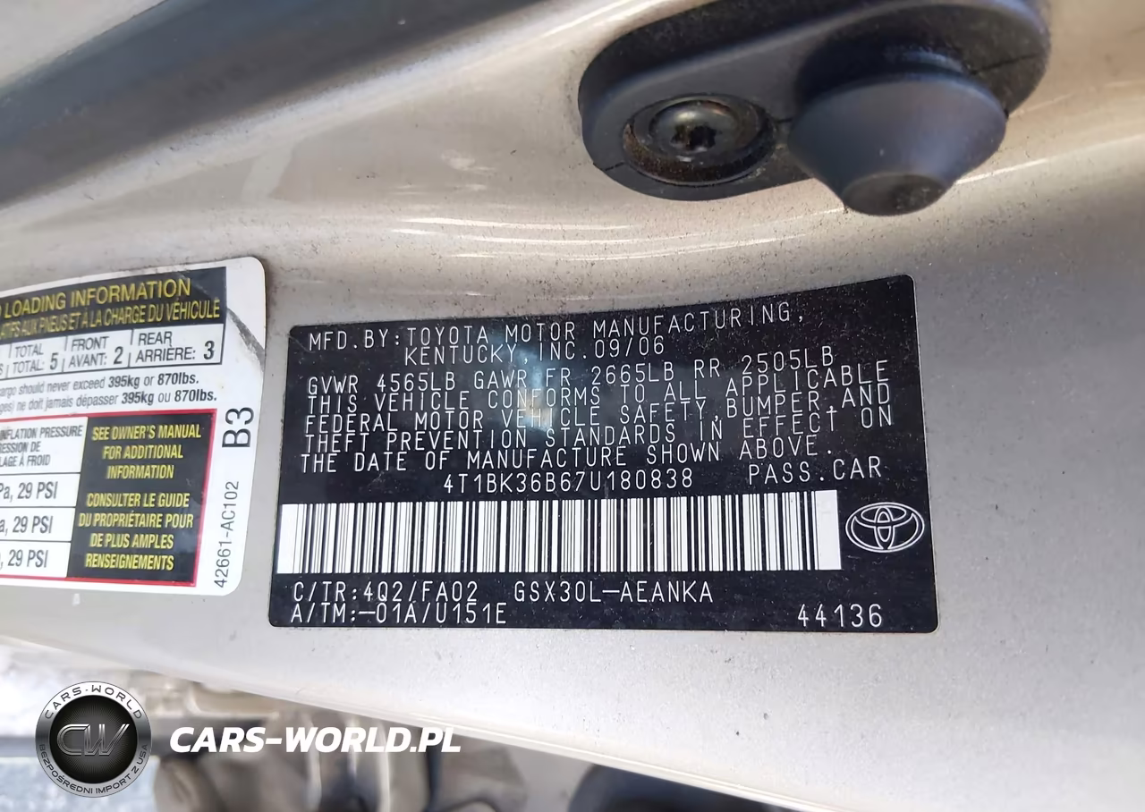 2007 Toyota Avalon Xl VIN:4T1BK36B67U180838 - 9