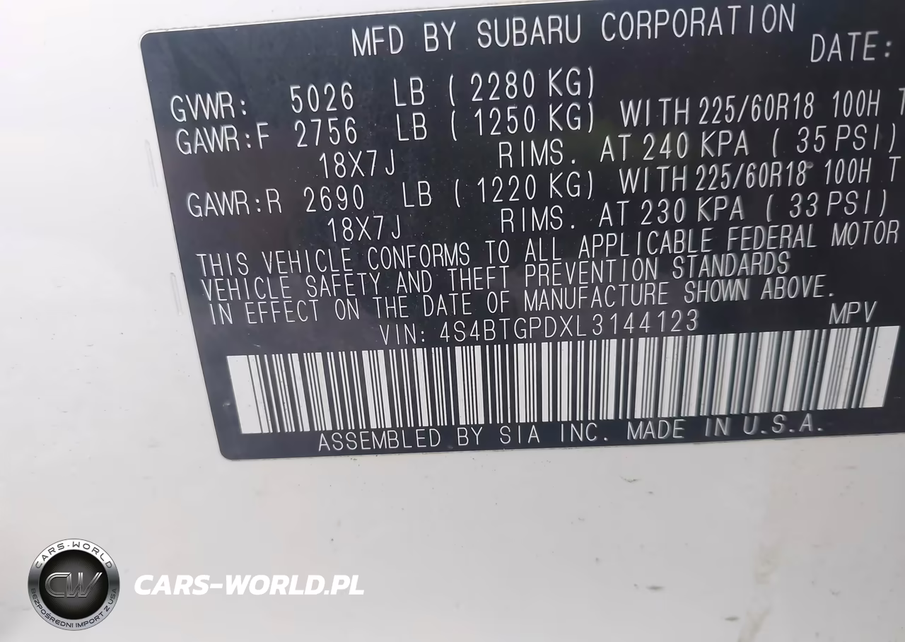 2020 Subaru Outback Touring Xt VIN:4S4BTGPDXL3144123 - 9