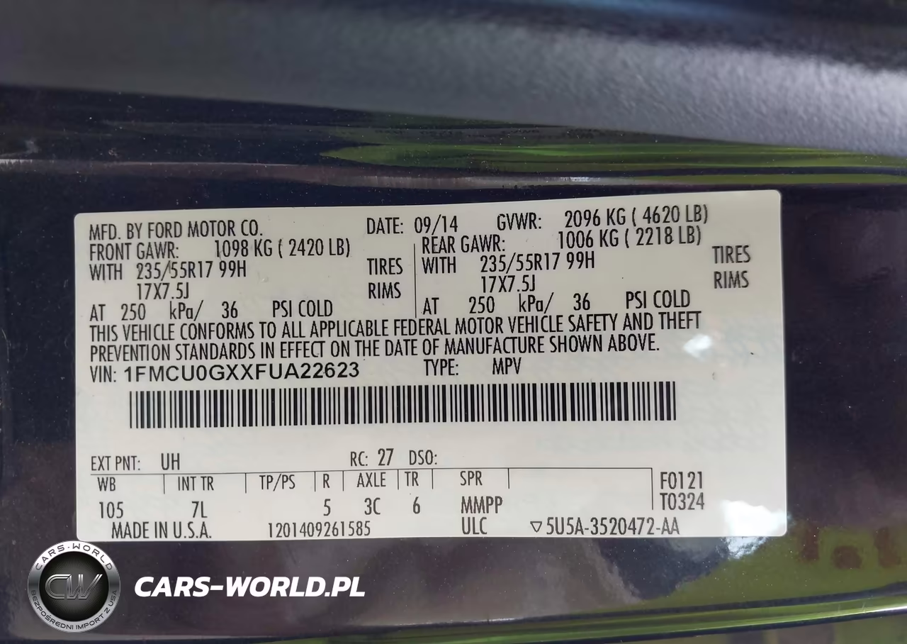 2015 Ford Escape Se VIN:1FMCU0GXXFUA22623 - 9