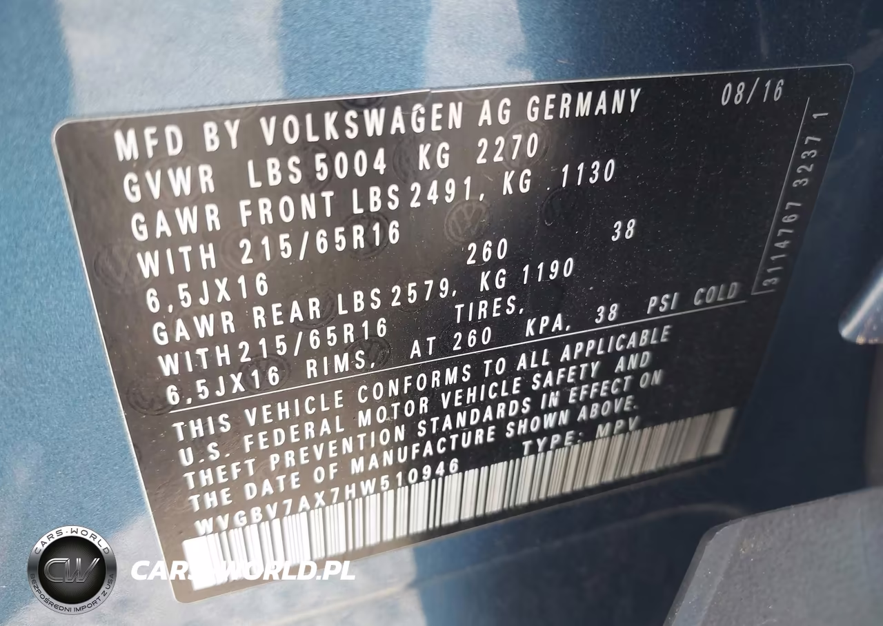 2017 Volkswagen Tiguan 2.0T S VIN:WVGBV7AX7HW510946 - 9