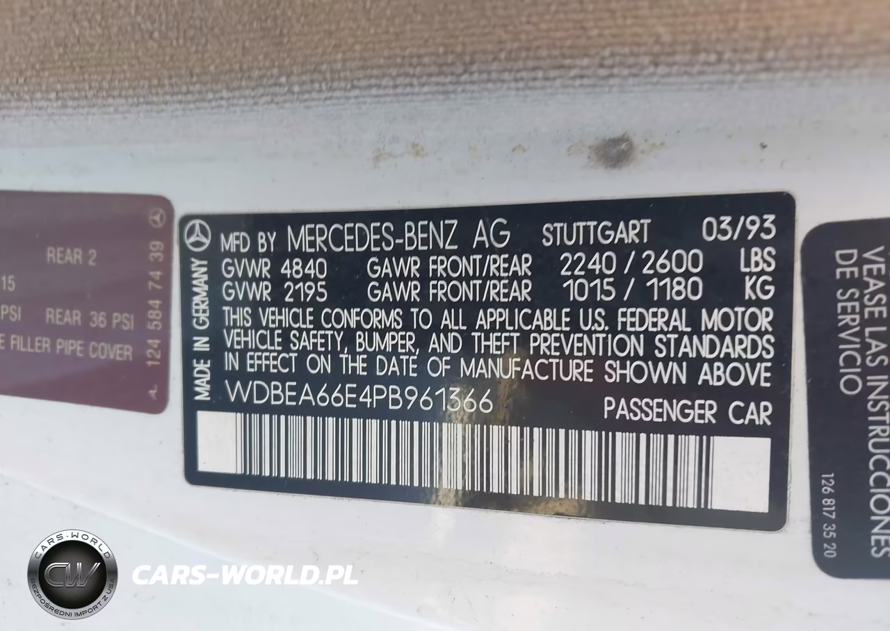 1993 Mercedes-Benz 300 Cecv VIN:WDBEA66E4PB961366 - 9