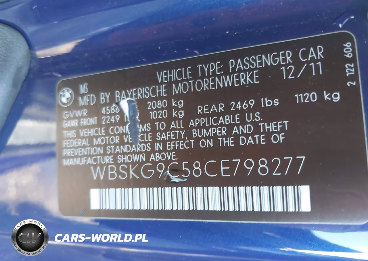 2012 BMW M3 VIN:WBSKG9C58CE798277 - 9