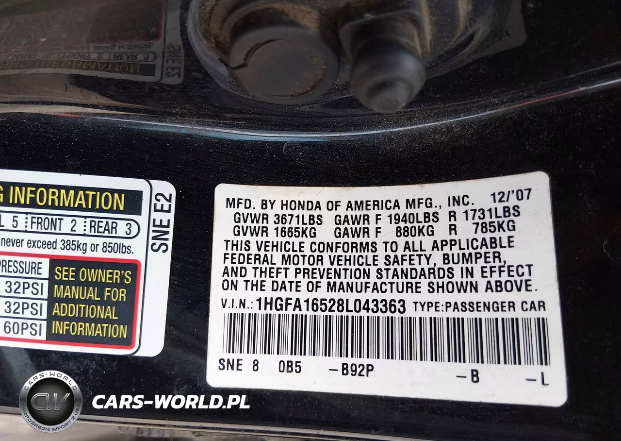 2008 Honda Civic Lx VIN:1HGFA16528L043363 - 9