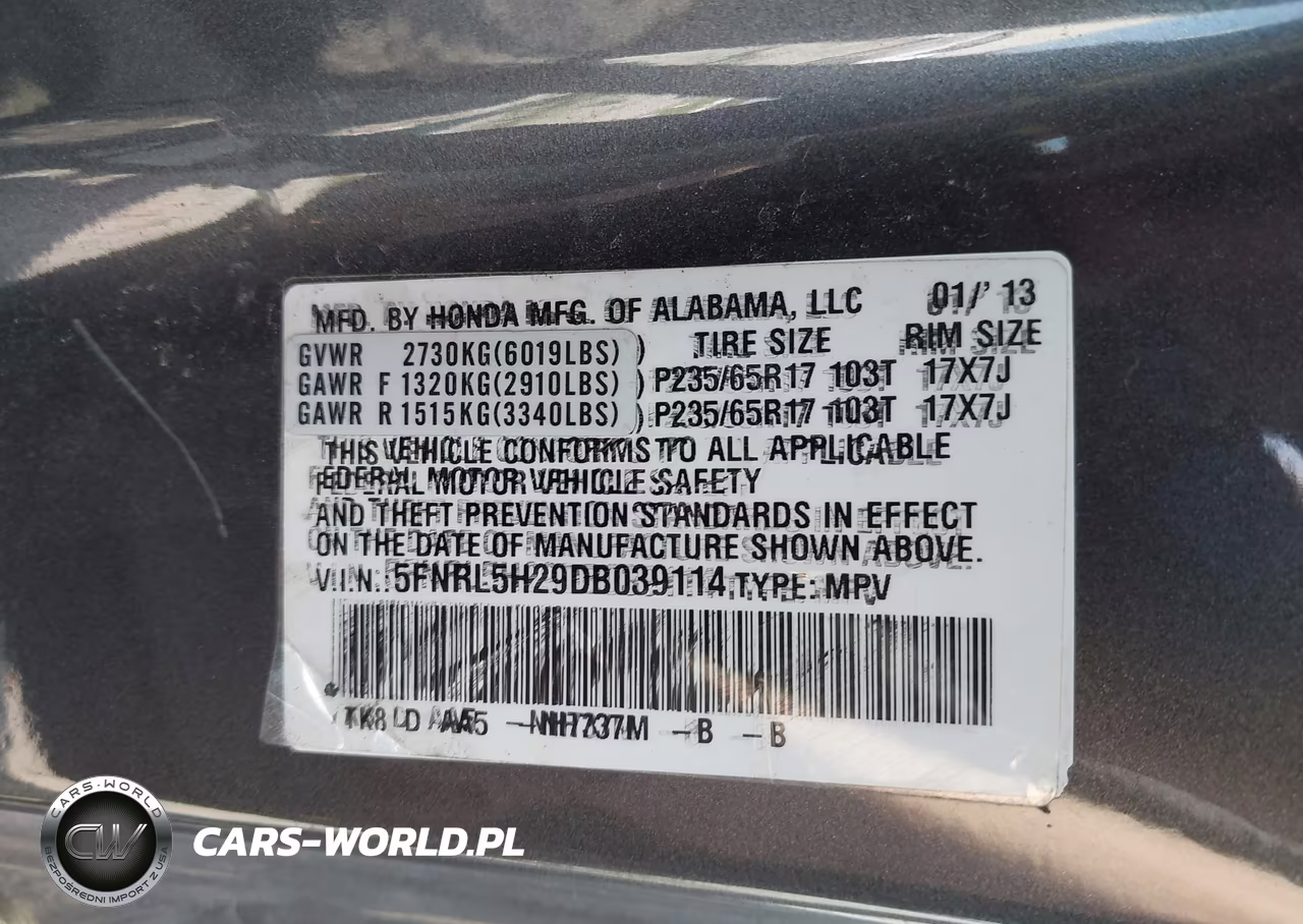 2013 Honda Odyssey Lx VIN:5FNRL5H29DB039114 - 9