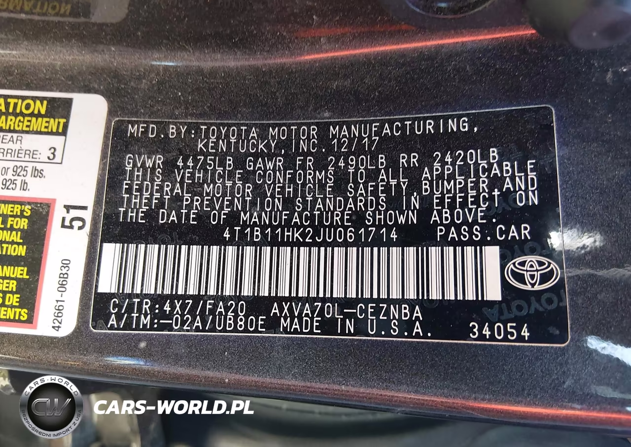 2018 Toyota Camry Le VIN:4T1B11HK2JU061714 - 8
