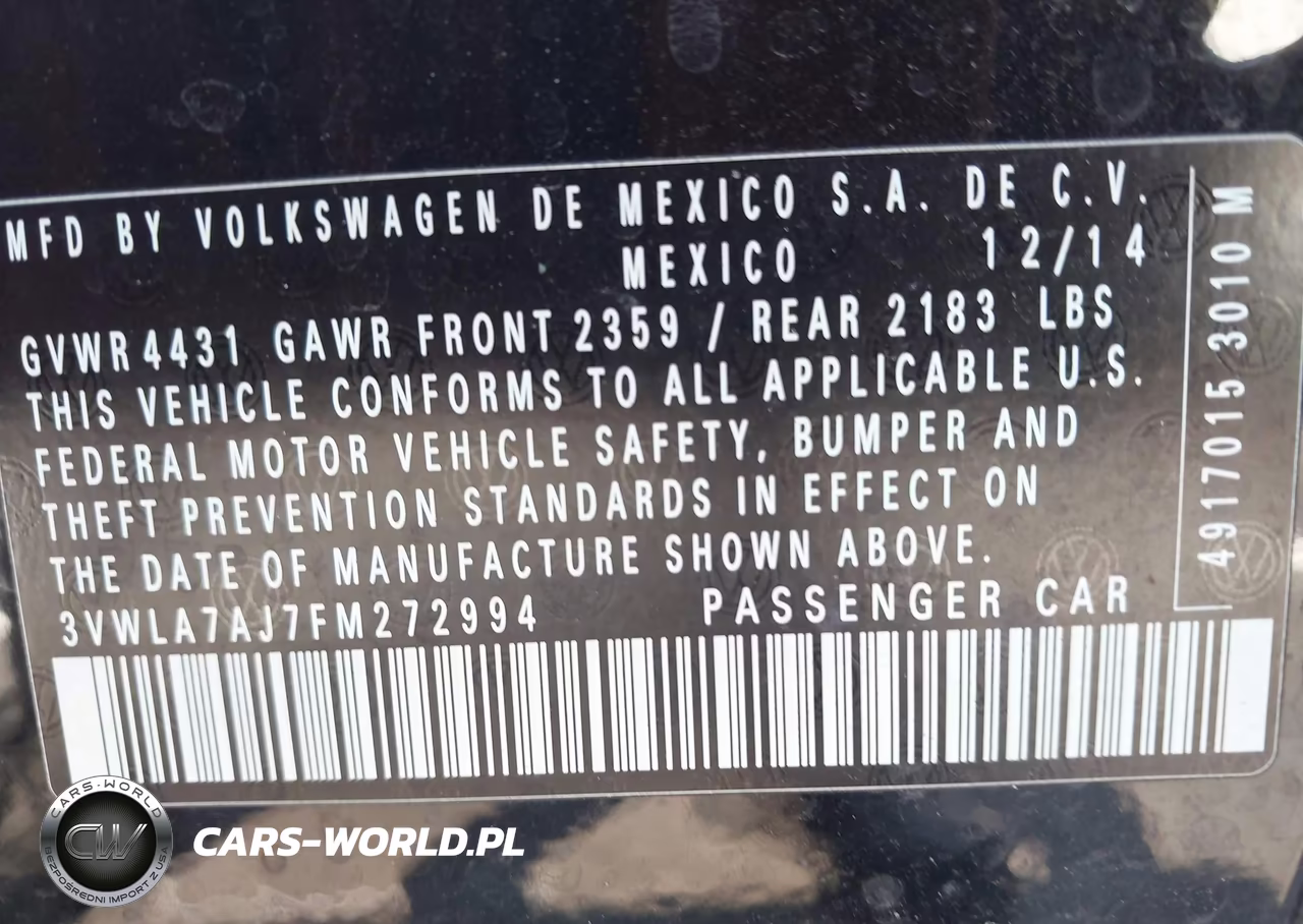 2015 Volkswagen Jetta 2.0L Tdi S VIN:3VWLA7AJ7FM272994 - 9