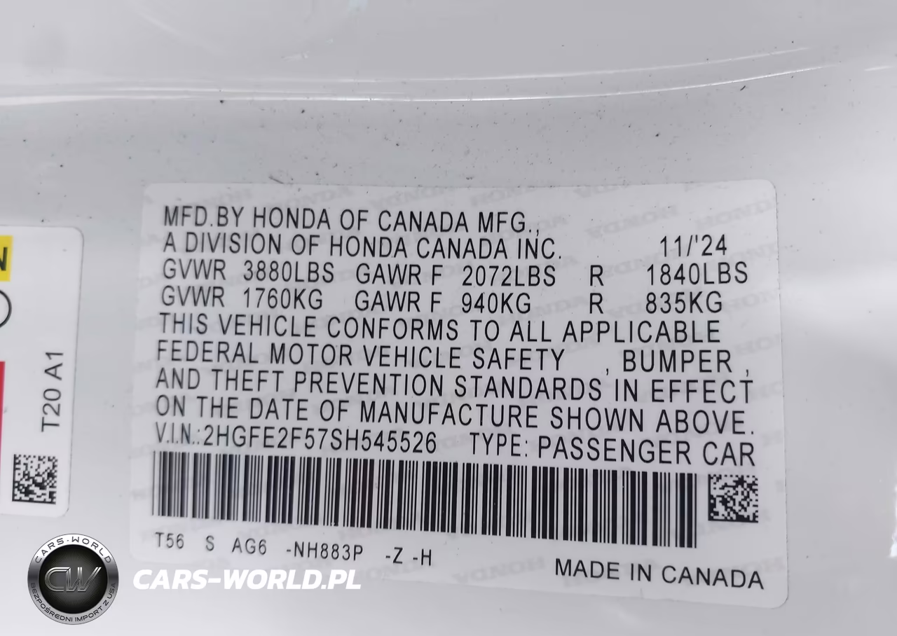 2025 Honda Civic Sport VIN:2HGFE2F57SH545526 - 9