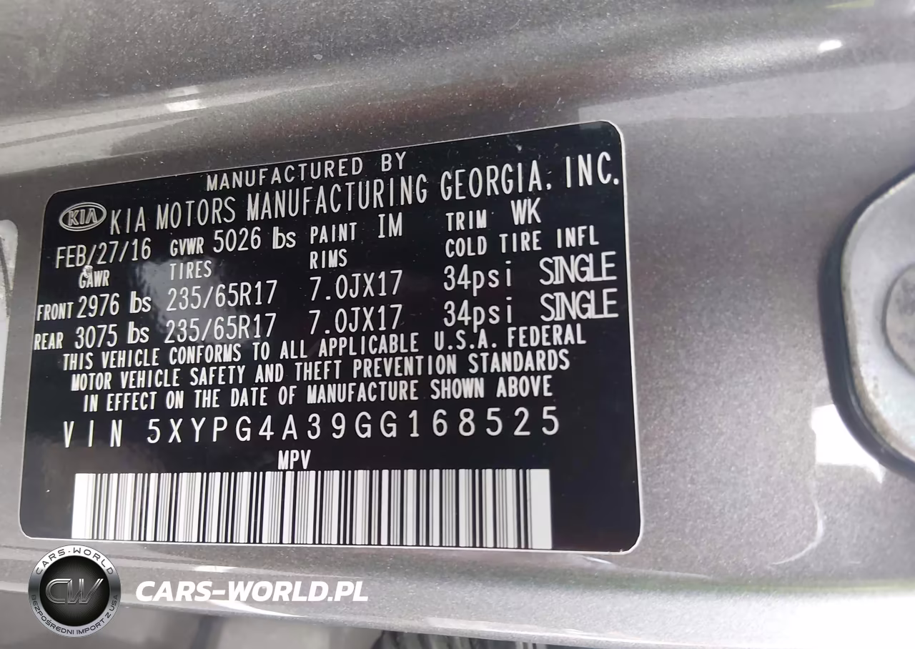 2016 Kia Sorento 2.4L Lx VIN:5XYPG4A39GG168525 - 9