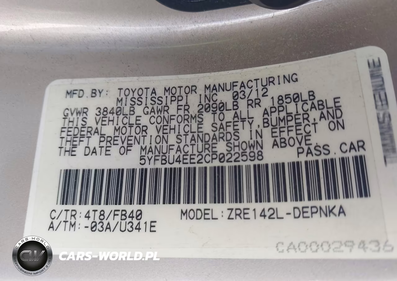 2012 Toyota Corolla Le VIN:5YFBU4EE2CP022598 - 9