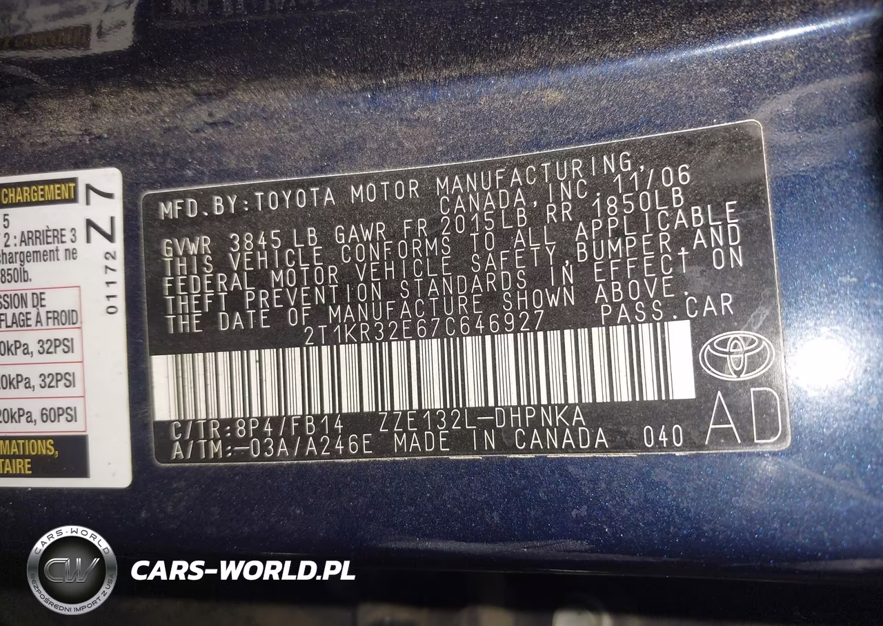 2007 Toyota Matrix Xr VIN:2T1KR32E67C646927 - 9