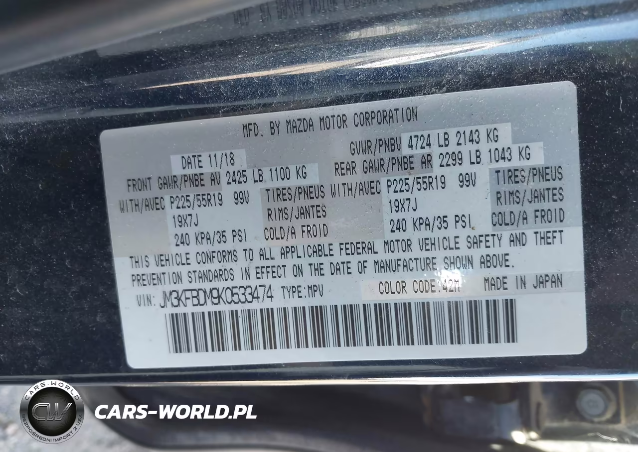 2019 Mazda Cx-5 Grand Touring VIN:JM3KFBDM9K0533474 - 9