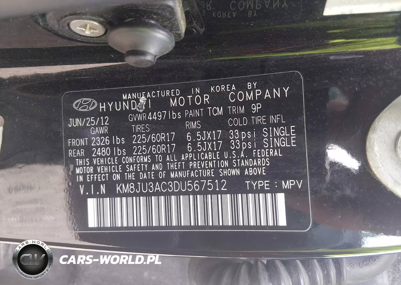2013 Hyundai Tucson Gls VIN:KM8JU3AC3DU567512 - 9