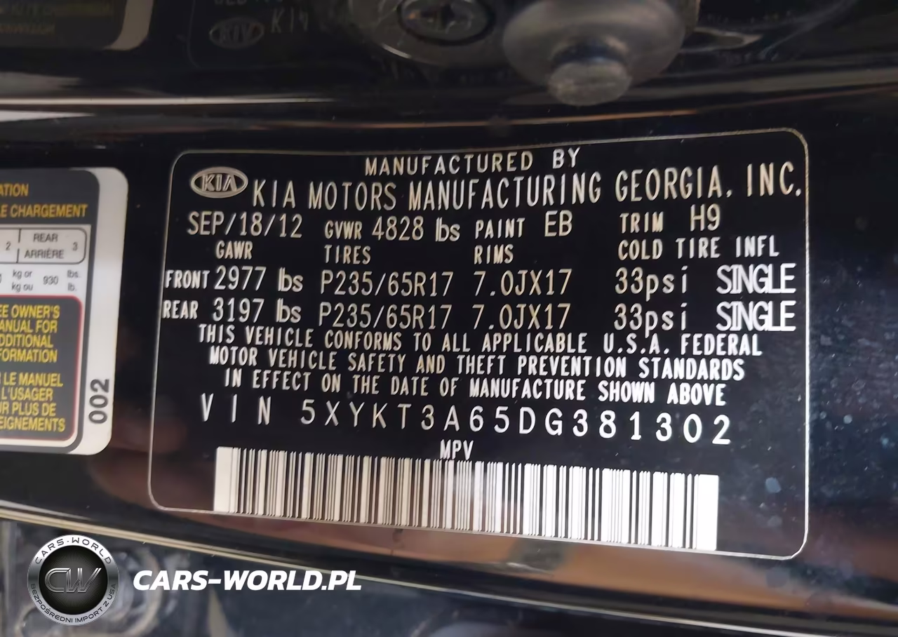 2013 Kia Sorento Lx VIN:5XYKT3A65DG381302 - 9
