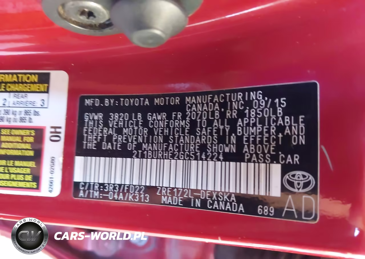 2016 Toyota Corolla S Plus VIN:2T1BURHE2GC514224 - 9