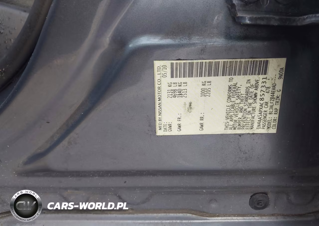 2010 Nissan Maxima 3.5 Sv VIN:1N4AA5APXAC857331 - 9