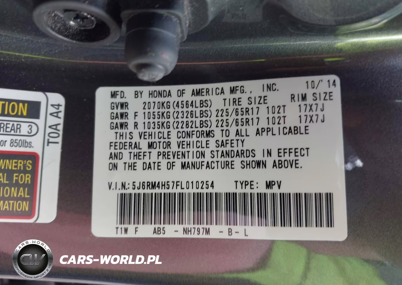2015 Honda Cr-V Ex VIN:5J6RM4H57FL010254 - 9