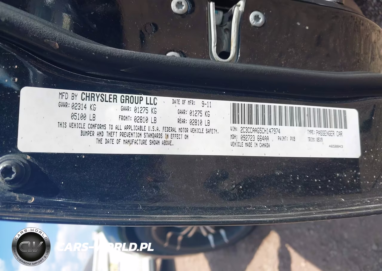 2012 Chrysler 300 VIN:2C3CCAAG5CH147974 - 9