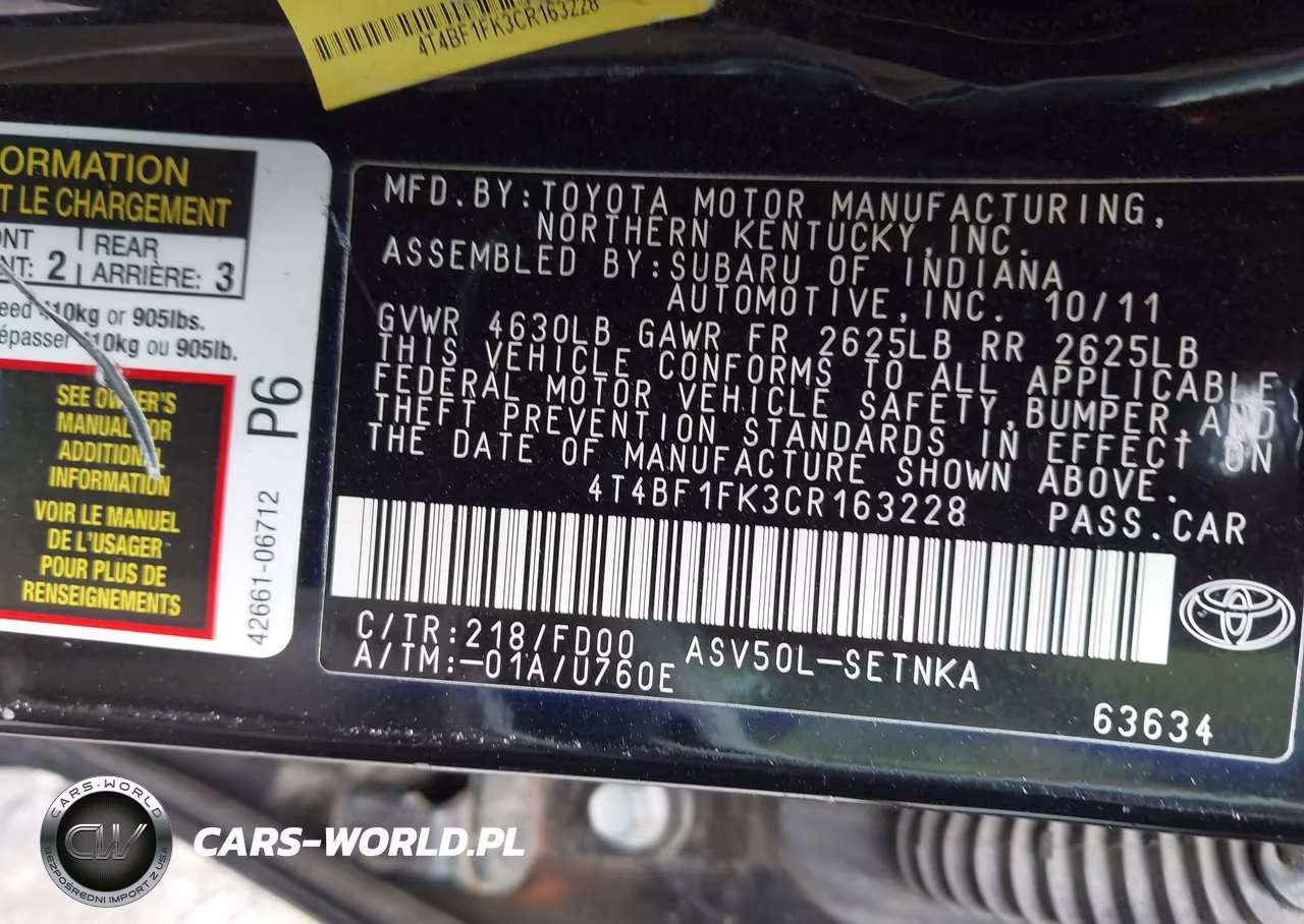 2012 Toyota Camry Le VIN:4T4BF1FK3CR163228 - 9