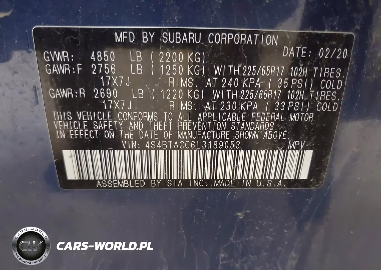 2020 Subaru Outback Premium VIN:4S4BTACC6L3189053 - 9