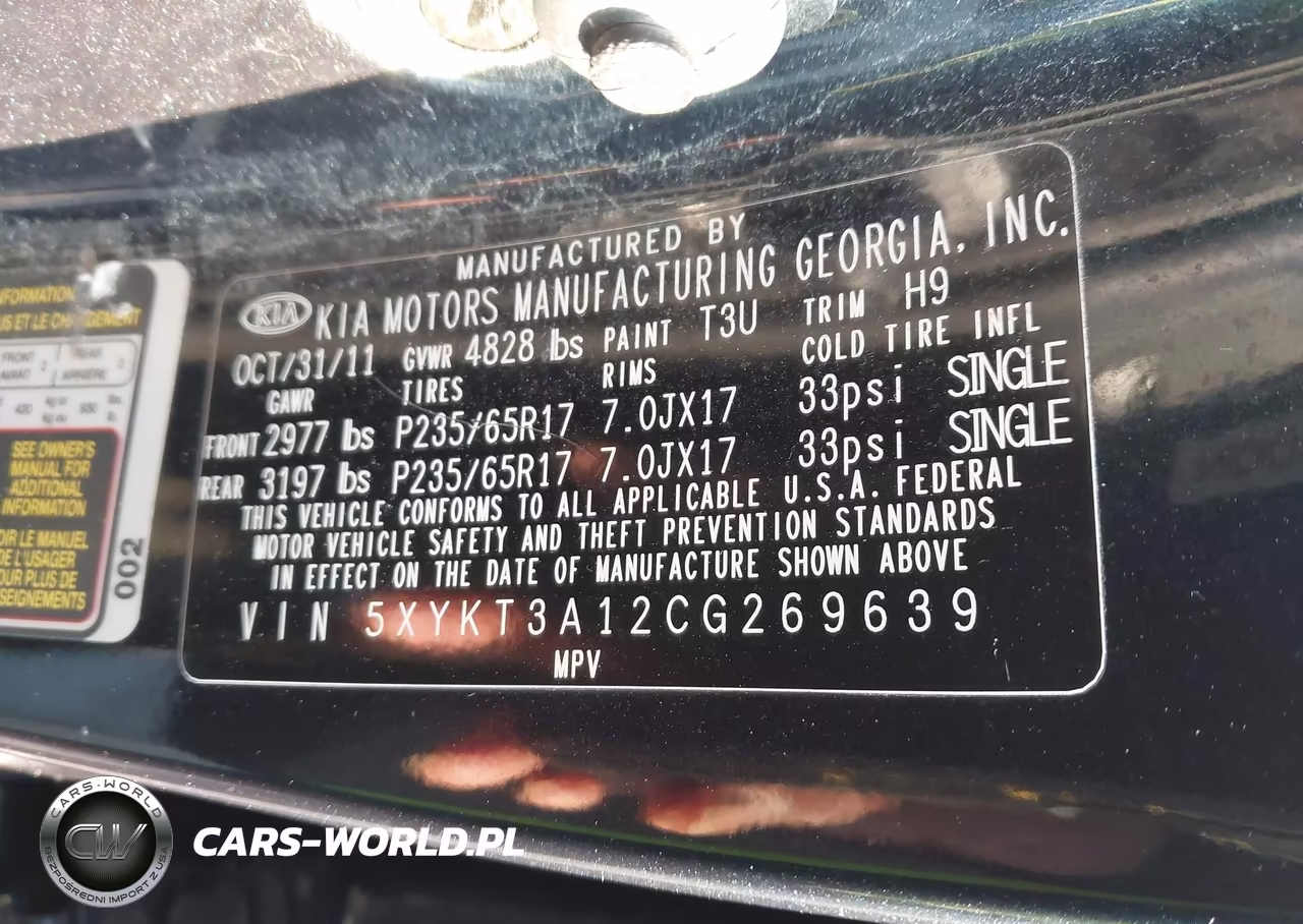 2012 Kia Sorento Lx VIN:5XYKT3A12CG269639 - 9