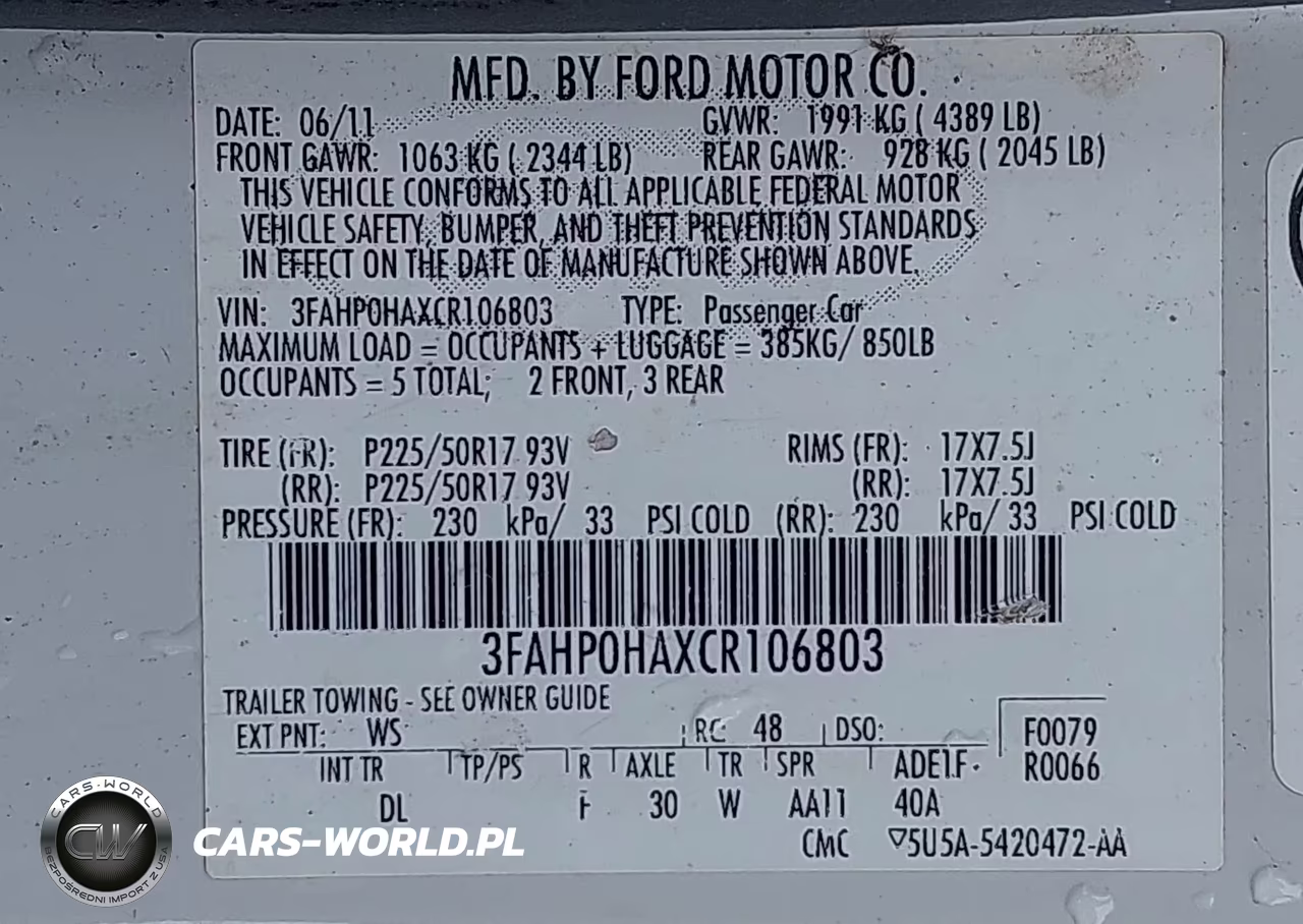2012 Ford Fusion Se VIN:3FAHP0HAXCR106803 - 9