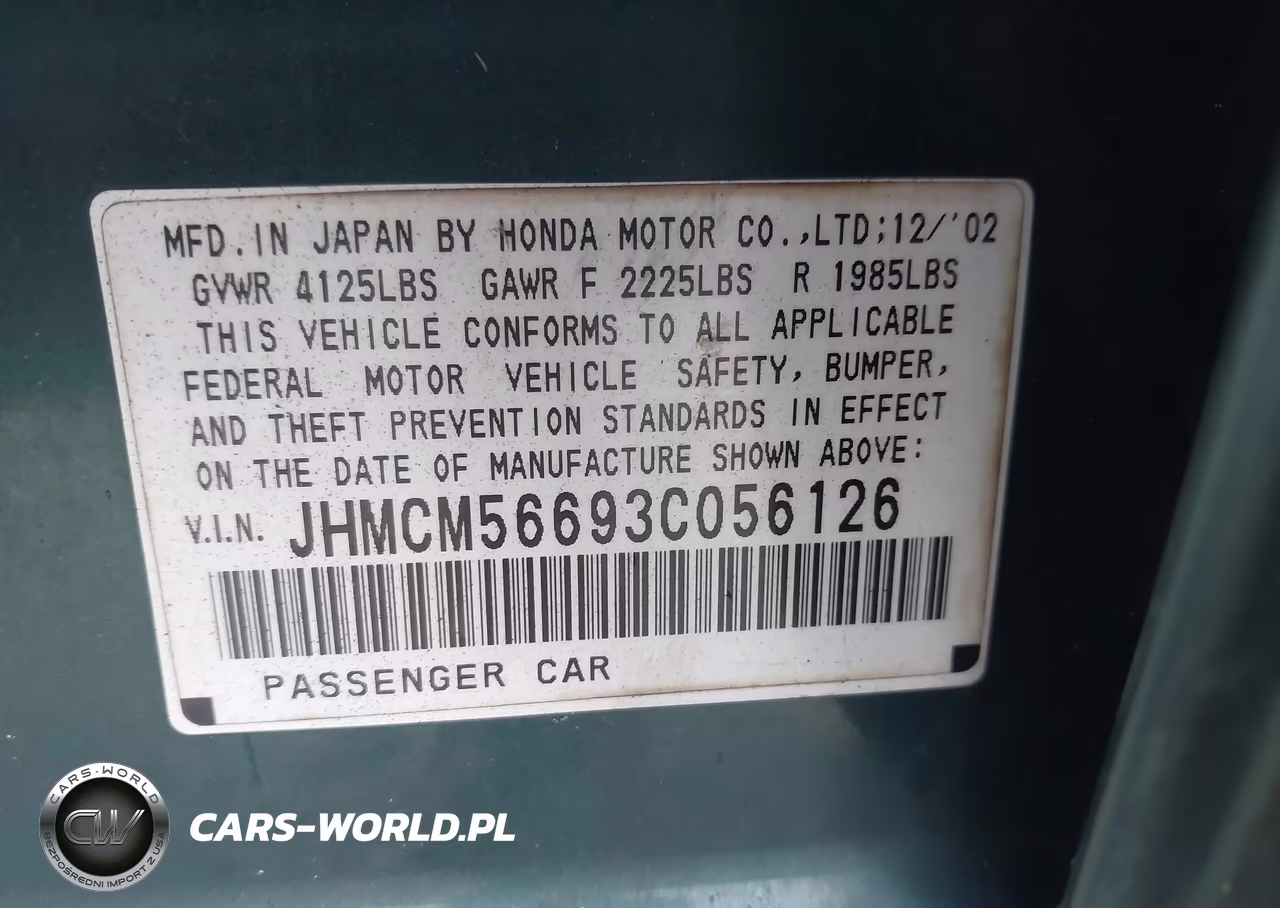 2003 Honda Accord 2.4 Ex VIN:JHMCM56693C056126 - 9
