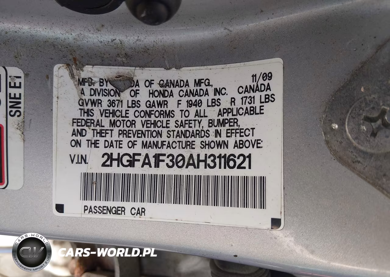 2010 Honda Civic Vp VIN:2HGFA1F30AH311621 - 9