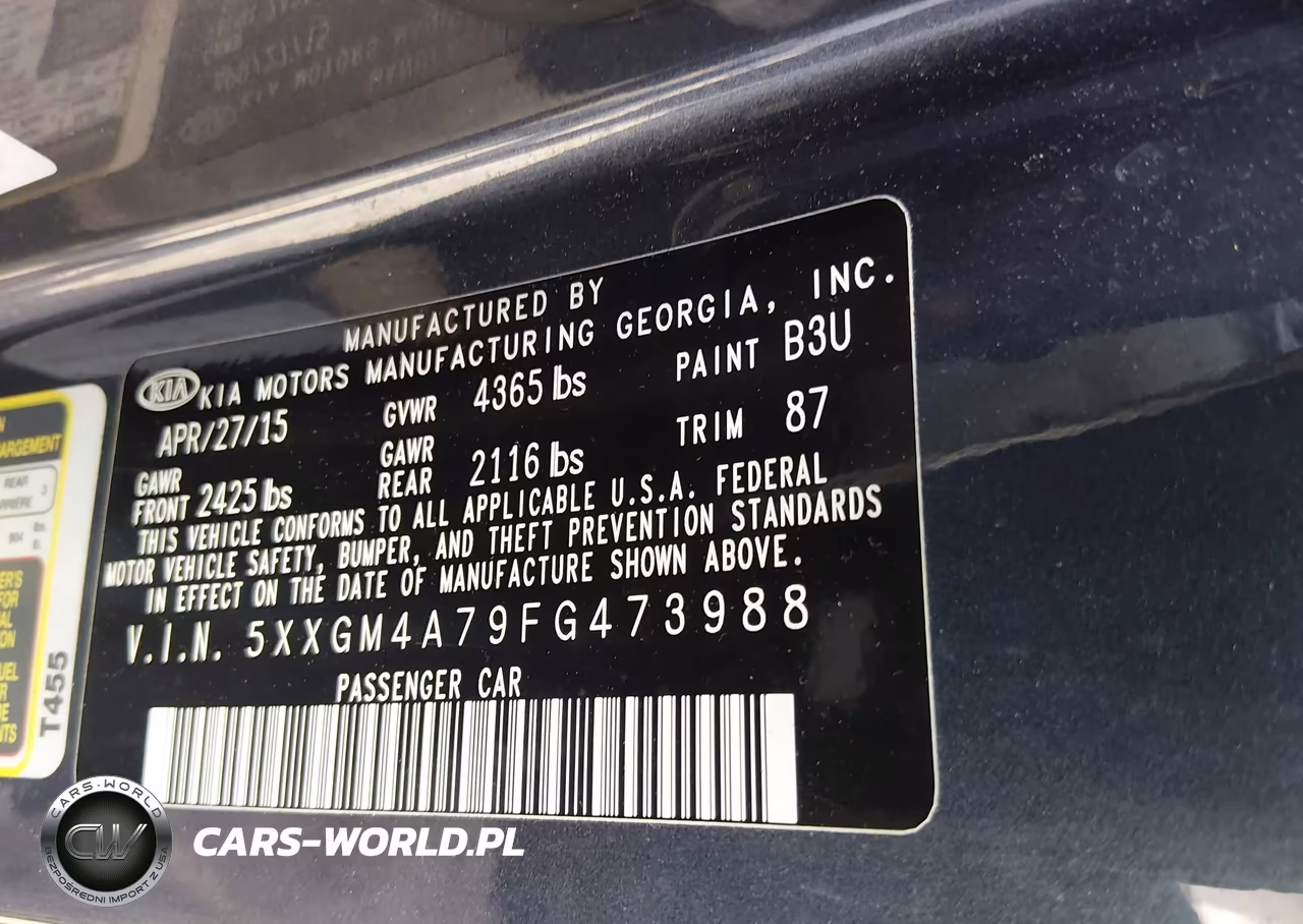 2015 Kia Optima Lx VIN:5XXGM4A79FG473988 - 9