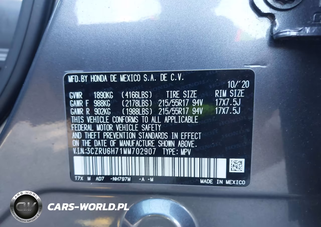 2021 Honda Hr-V Awd Ex-L VIN:3CZRU6H71MM702907 - 9