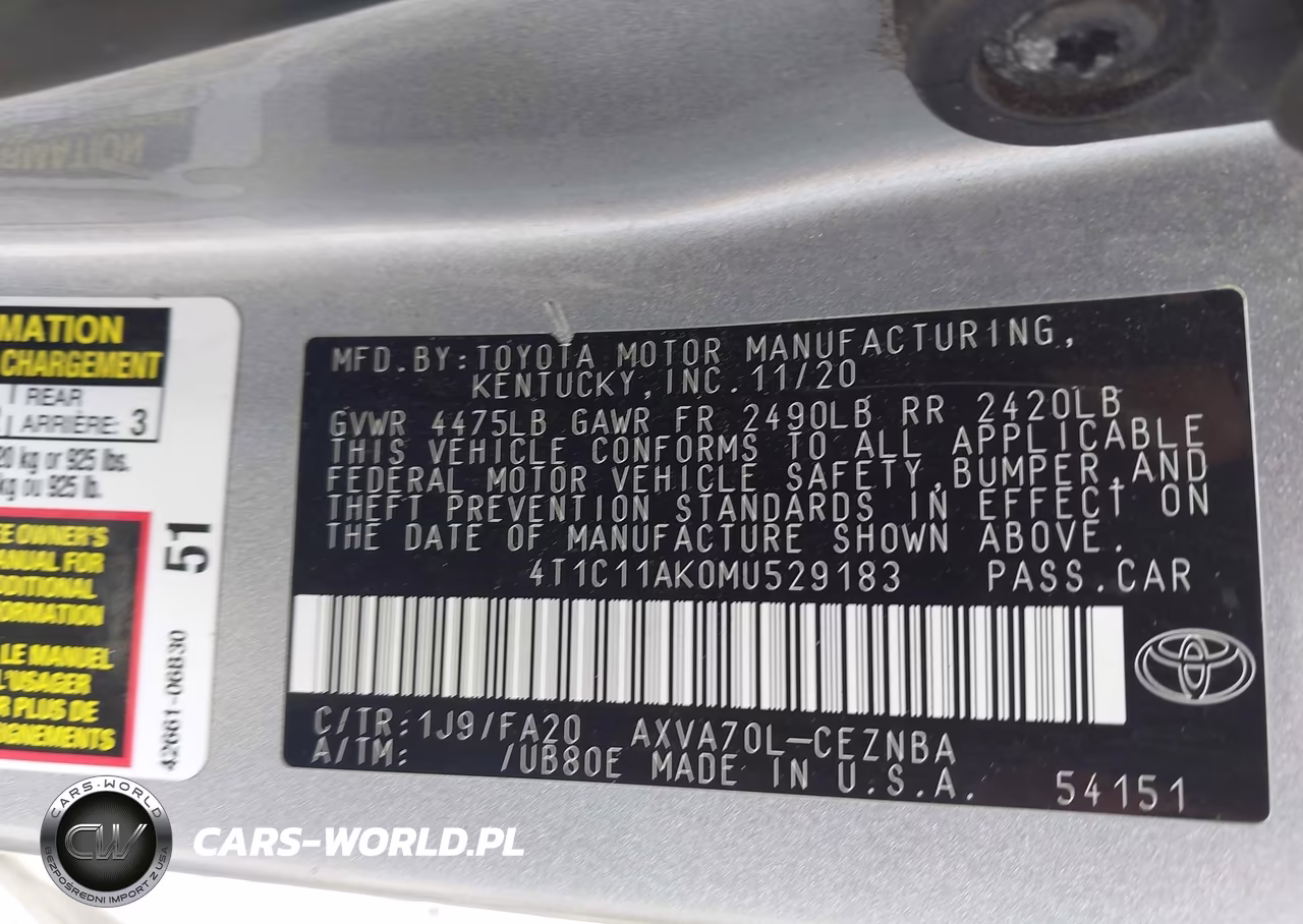2021 Toyota Camry Le VIN:4T1C11AK0MU529183 - 9