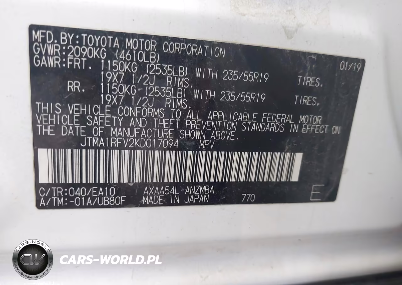 2019 Toyota Rav4 Xle Premium VIN:JTMA1RFV2KD017094 - 9
