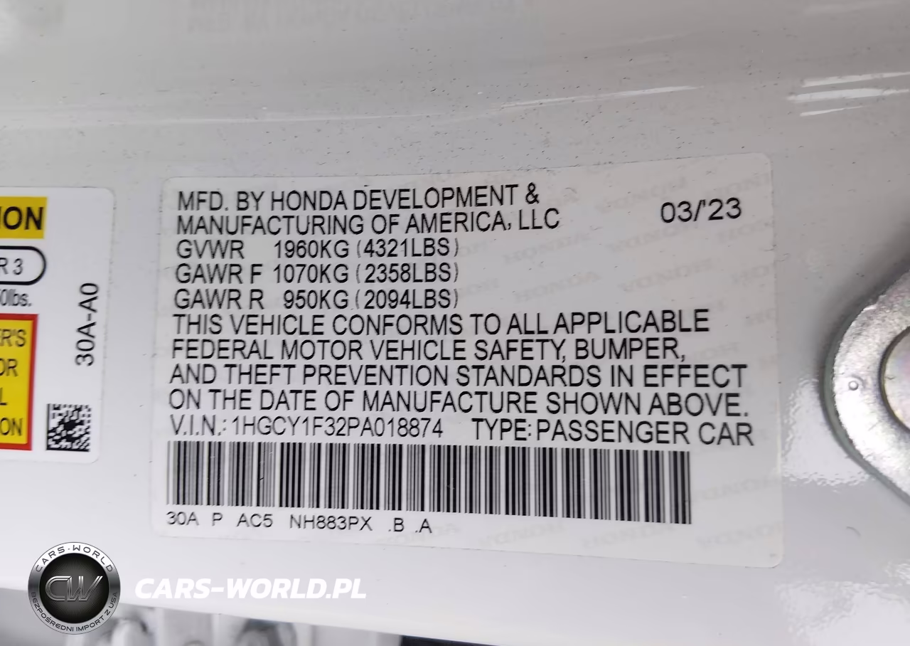 2023 Honda Accord Ex VIN:1HGCY1F32PA018874 - 9