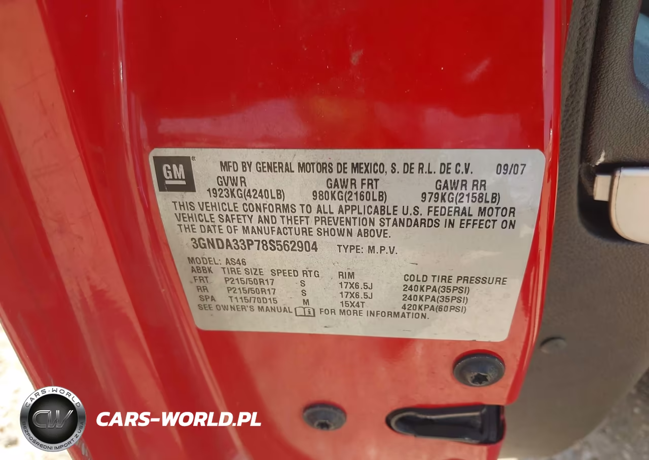 2008 Chevrolet Hhr Lt VIN:3GNDA33P78S562904 - 9