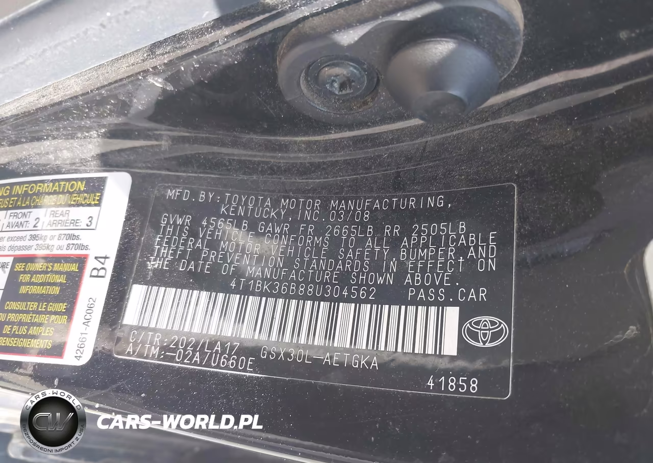 2008 Toyota Avalon Xls VIN:4T1BK36B88U304562 - 9