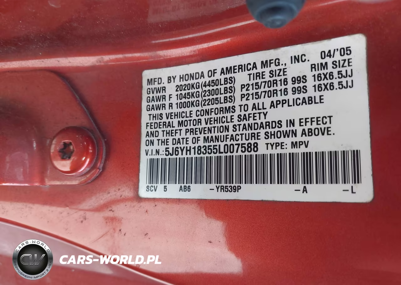 2005 Honda Element Lx VIN:5J6YH18355L007588 - 9