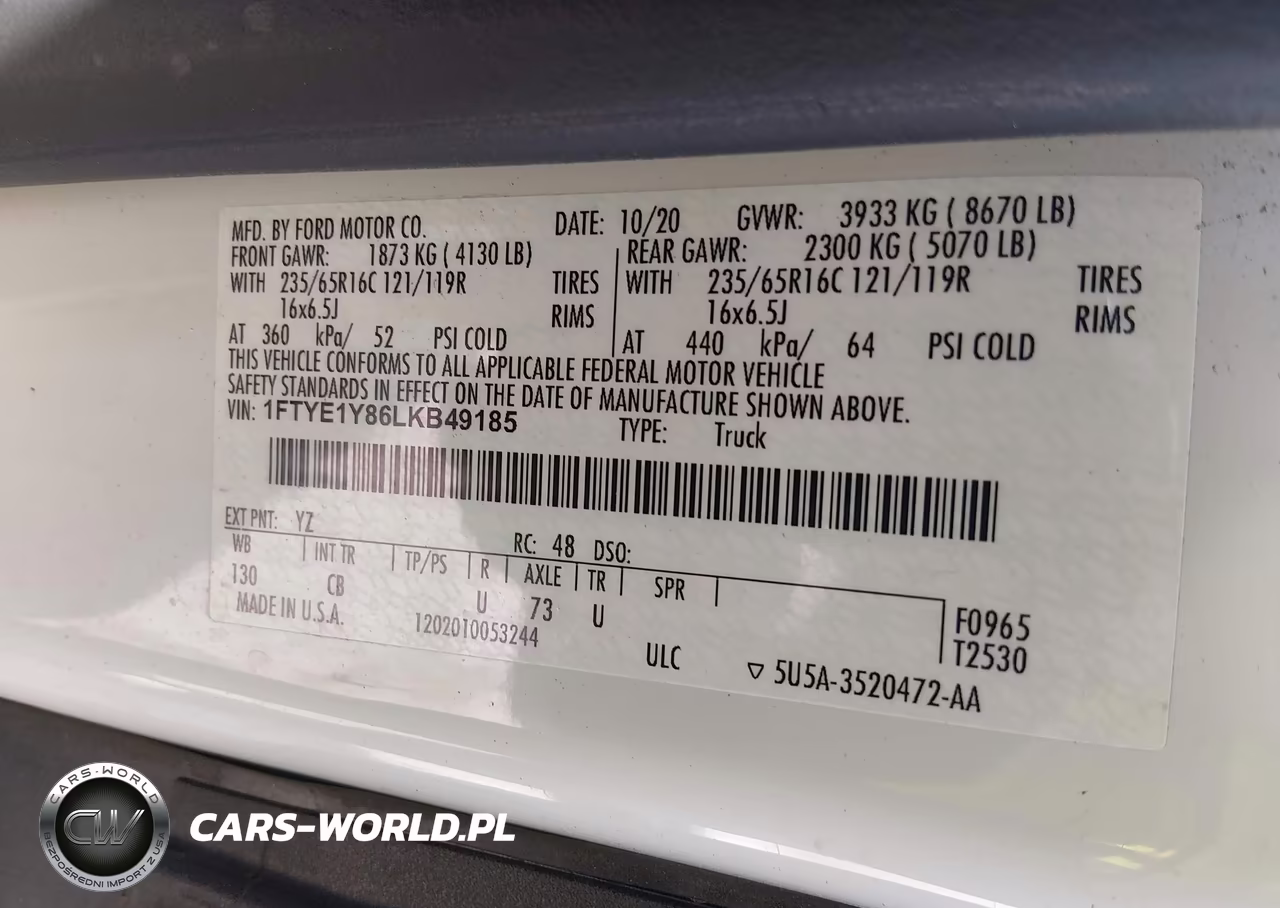 2020 Ford Transit-150 VIN:1FTYE1Y86LKB49185 - 9