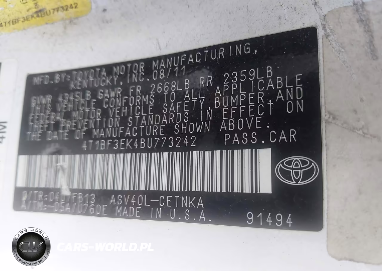 2011 Toyota Camry Le VIN:4T1BF3EK4BU773242 - 9