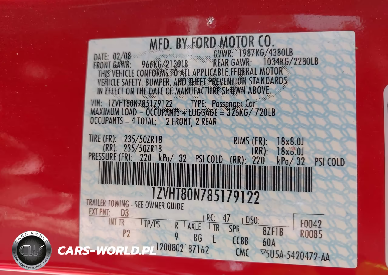 2008 Ford Mustang V6 Deluxe-V6 Premium VIN:1ZVHT80N785179122 - 9