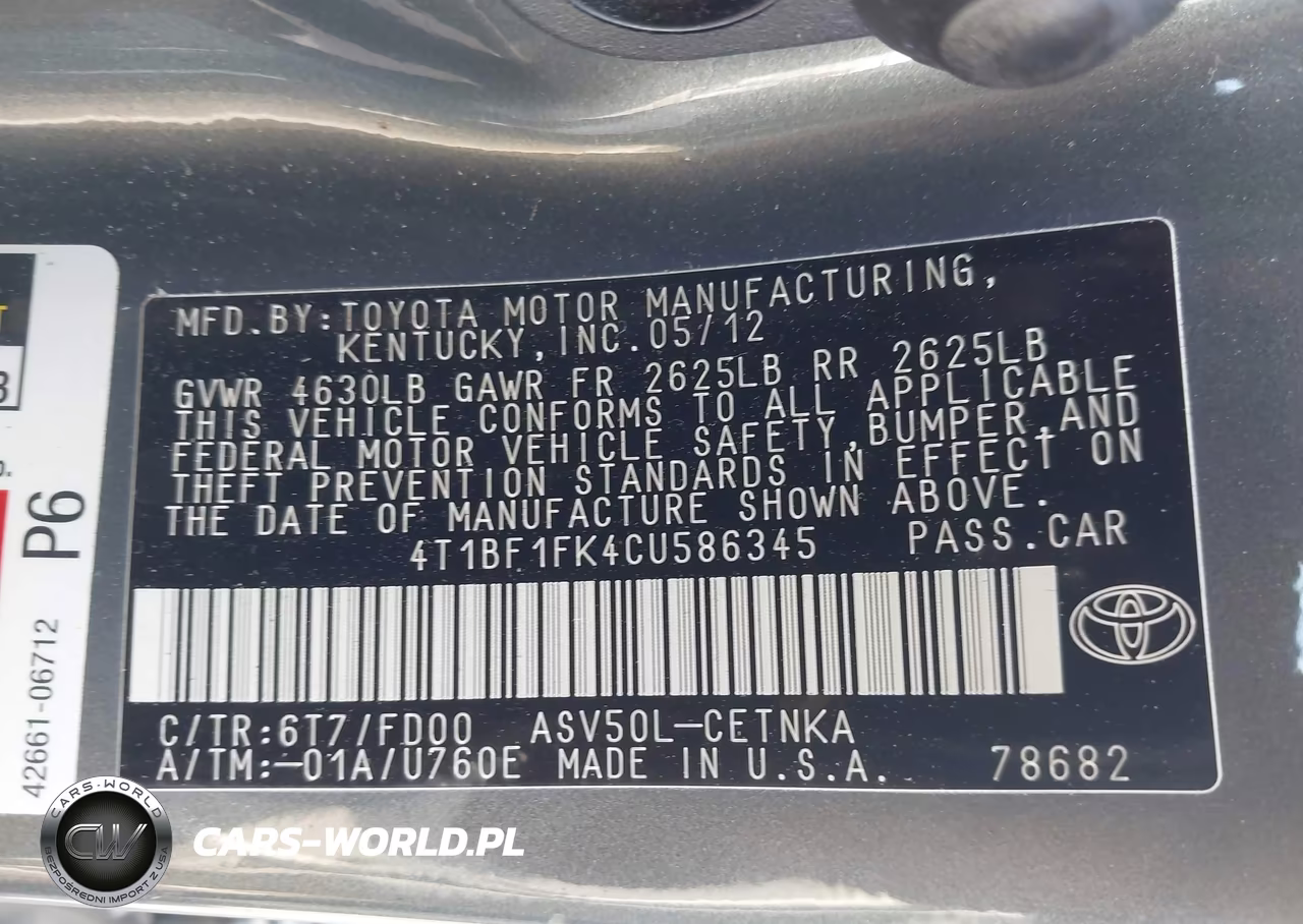 2012 Toyota Camry Le VIN:4T1BF1FK4CU586345 - 9