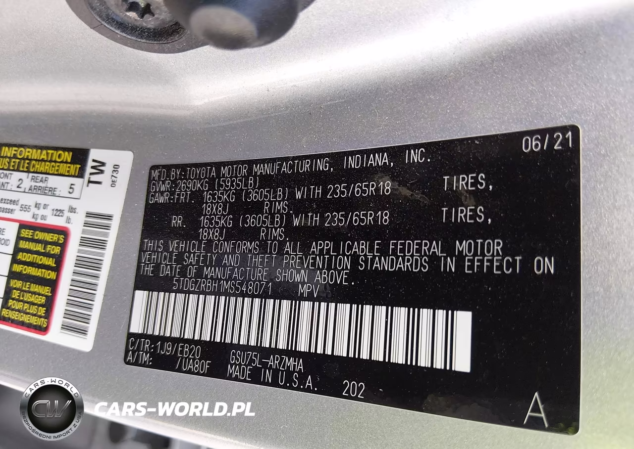 2021 Toyota Highlander Xle VIN:5TDGZRBH1MS548071 - 9