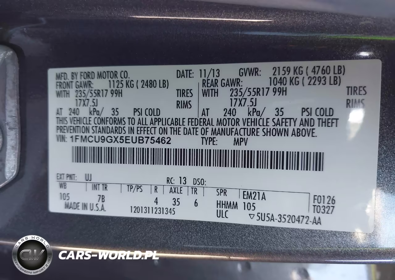 2014 Ford Escape Se VIN:1FMCU9GX5EUB75462 - 9