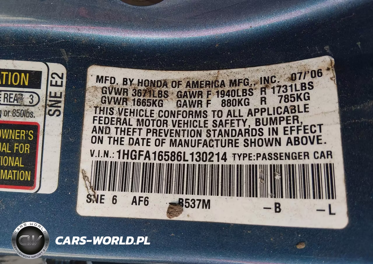 2006 Honda Civic Lx VIN:1HGFA16586L130214 - 9