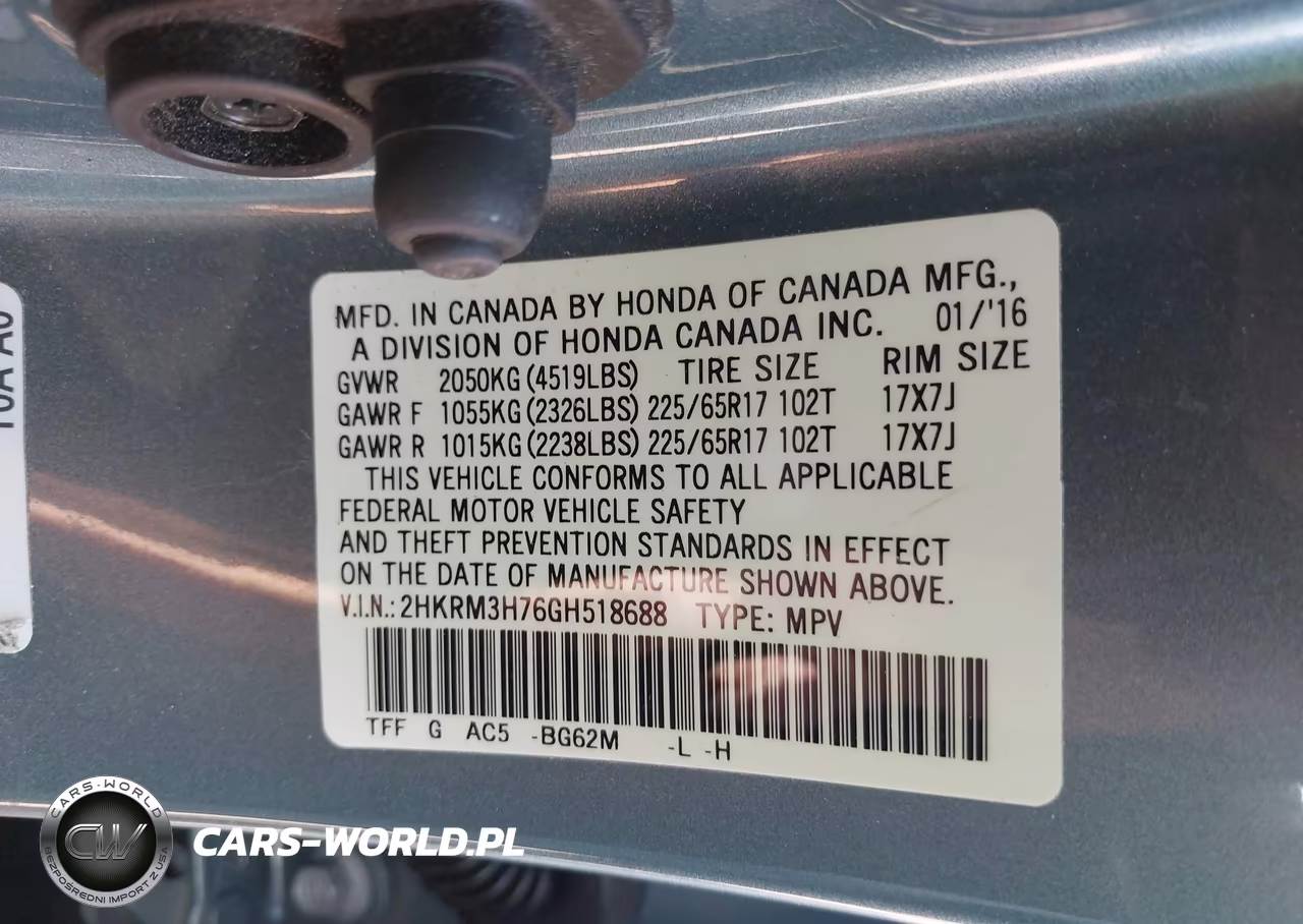 2016 Honda Cr-V Ex-L VIN:2HKRM3H76GH518688 - 9