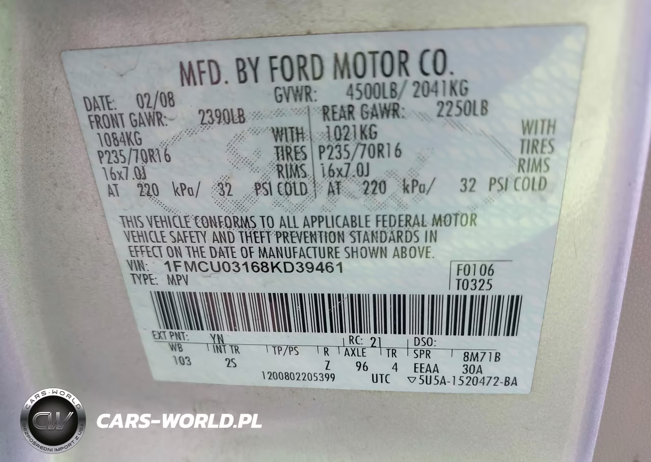 2008 Ford Escape Xlt VIN:1FMCU03168KD39461 - 9
