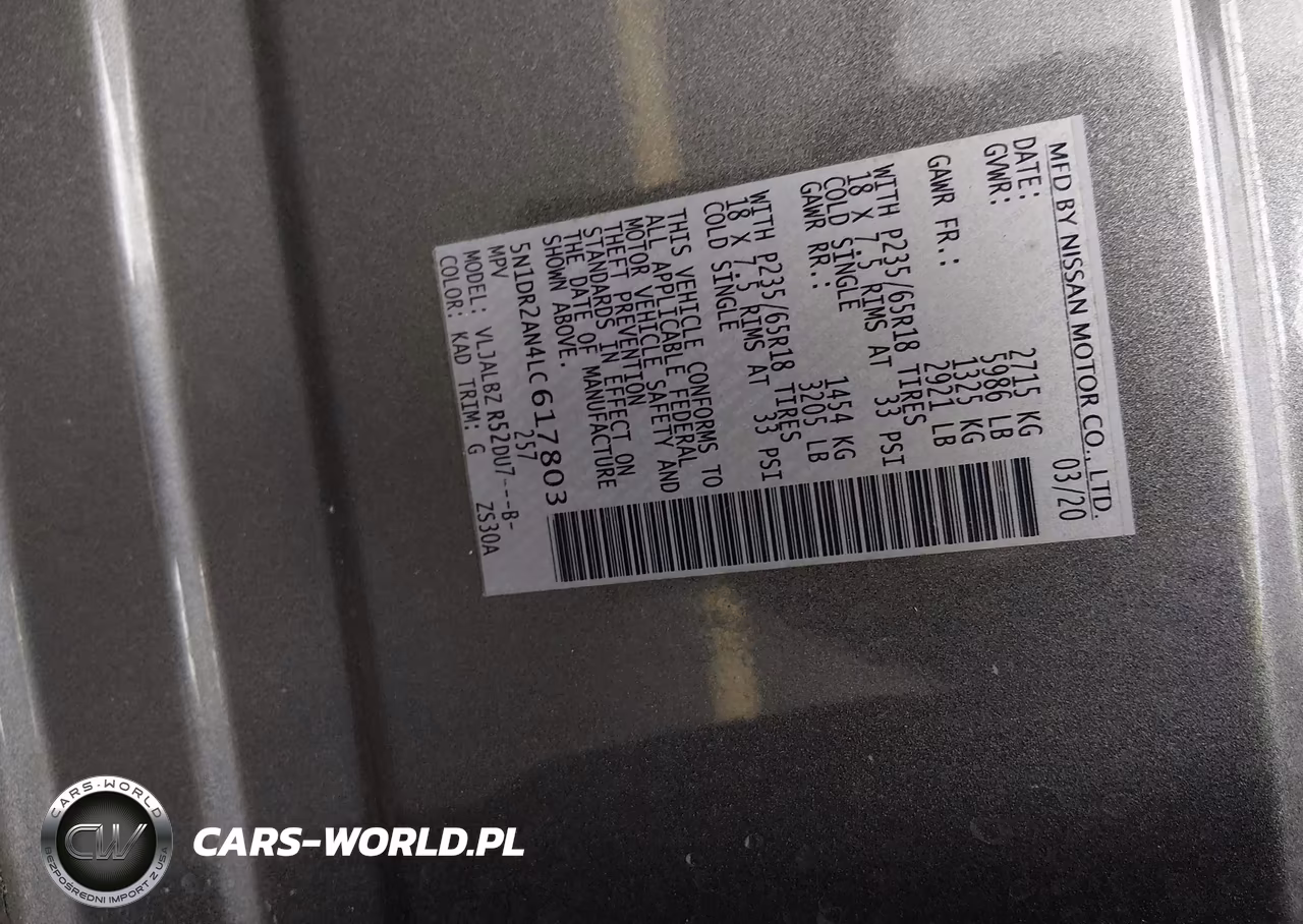2020 Nissan Pathfinder S 2Wd VIN:5N1DR2AN4LC617803 - 9