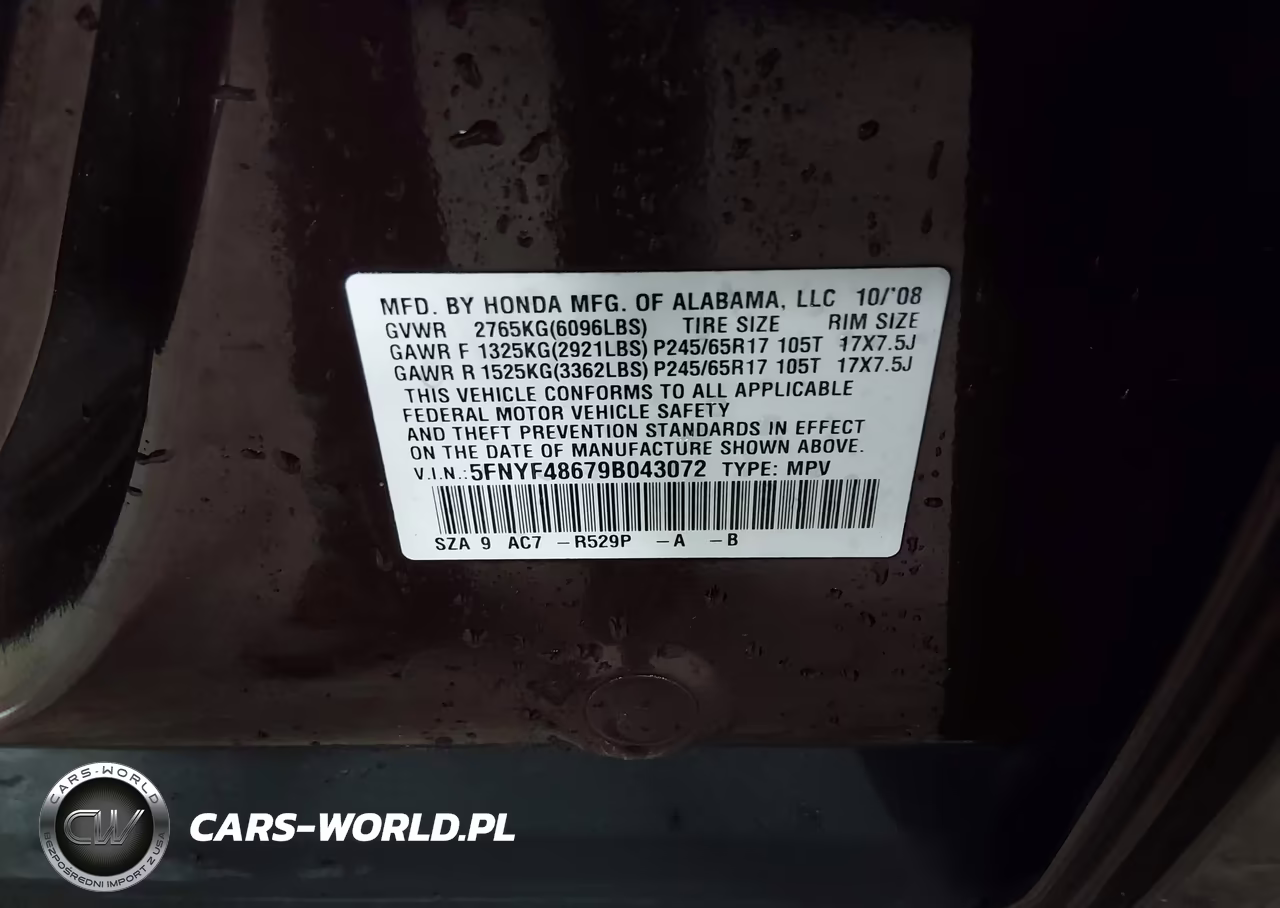 2009 Honda Pilot Ex-L VIN:5FNYF48679B043072 - 9